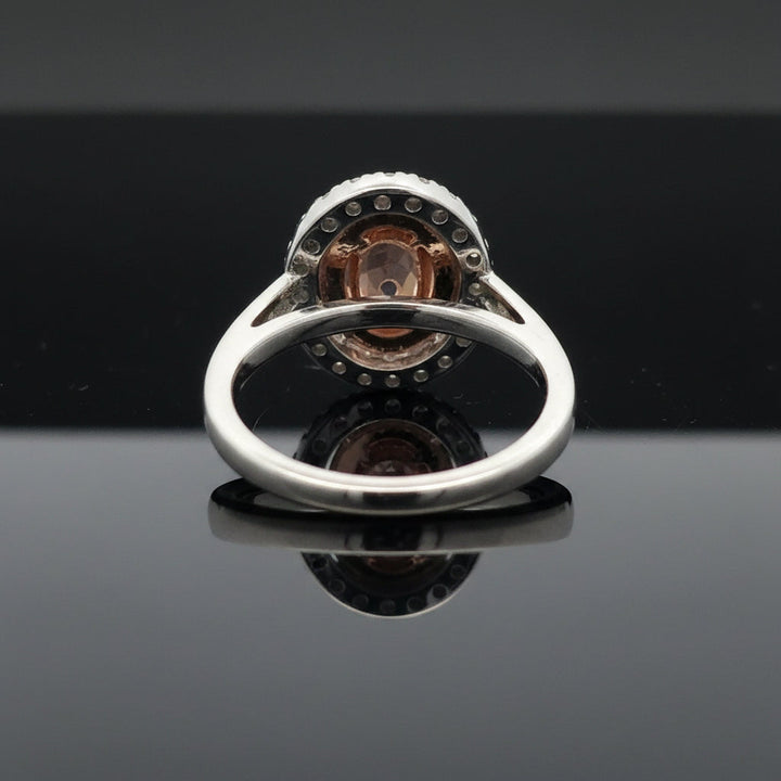 Contemporary Natural Fancy Pink Purple Diamond (GIA) and White Diamond Platinum Ring