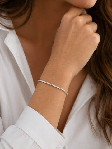 Dainty 1.50 Carat 14K White and Yellow Gold Lab Grown Tennis Bracelet