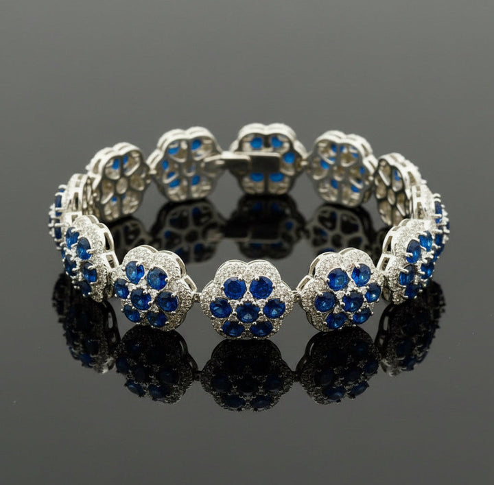 Designer Sapphire and Diamond 18K White Gold Bracelet