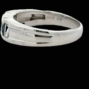 Estate Designer Fine Sapphire & Diamond 18KT White Gold Ring
