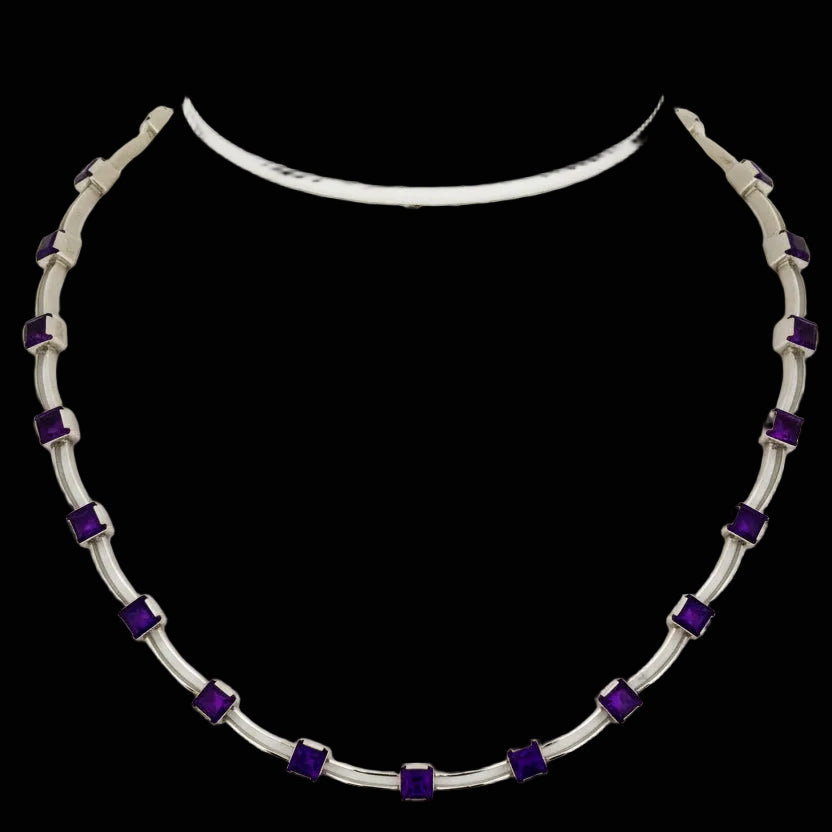 Italian Designer 20.00cttw Amethyst 18K White Gold Necklace