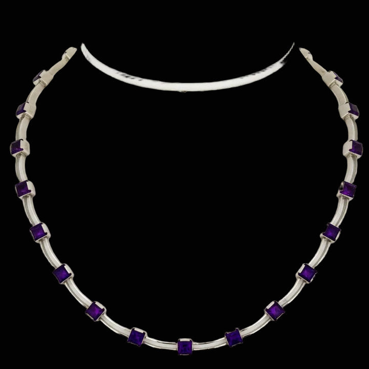 Italian Designer 20.00cttw Amethyst 18K White Gold Necklace