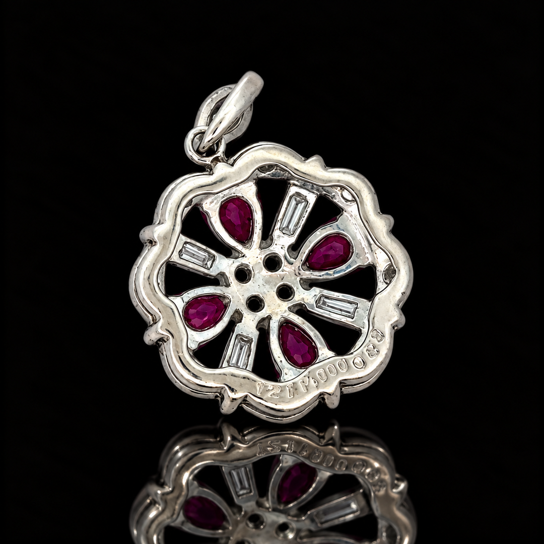 Estate Ruby & Diamond Platinum Pendant