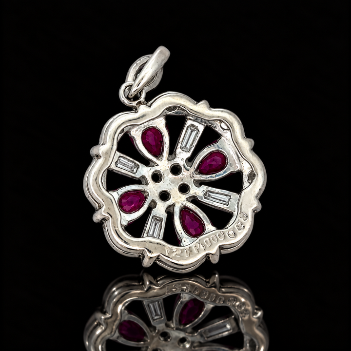 Estate Ruby & Diamond Platinum Pendant