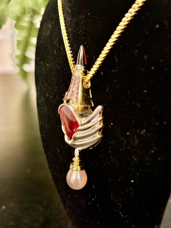 Estate Designer David Sacco Original  "The Art Of Being" Rubellite Natural Fancy Light Pink Diamond Necklace 14920