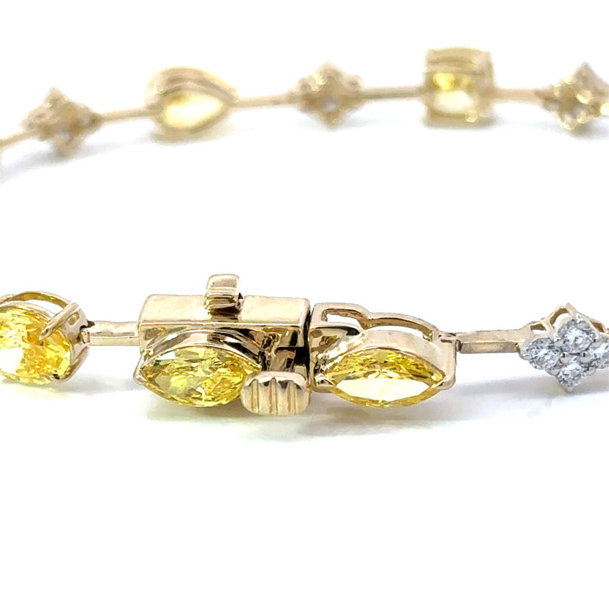 14K Yellow Gold 8.85ctw Fancy Yellow & White Lab Grown Diamond Bracelet