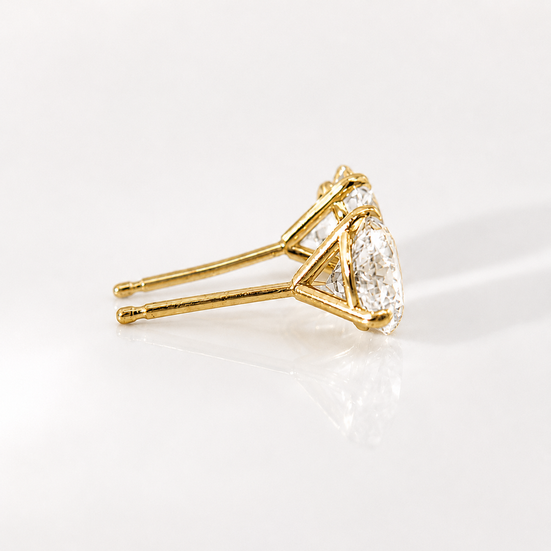 Certified 3 Carat 18K Yellow Gold Lab Grown Diamond Stud Earrings