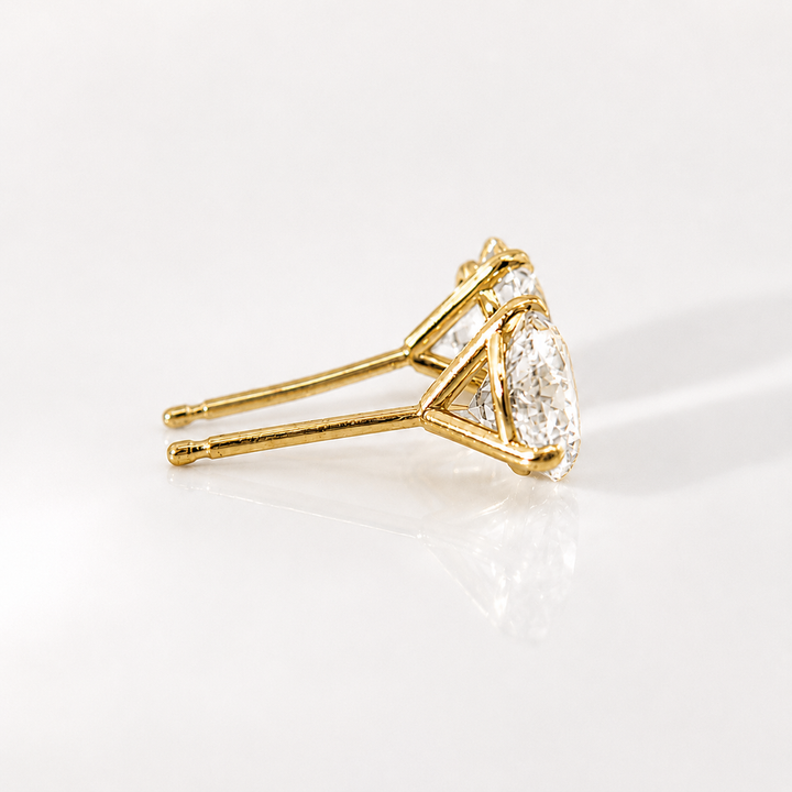 Certified 3 Carat 18K Yellow Gold Lab Grown Diamond Stud Earrings