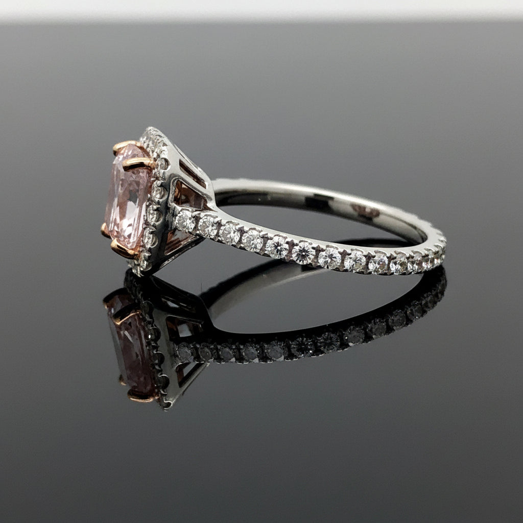 Estate Contemporary Natural Fancy Light Pinkish Purple 1.81ct Diamond Platinum & 18K Rose Gold Ring