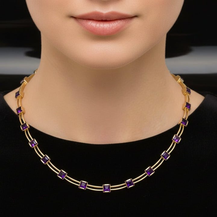 Italian Designer 20.00cttw Amethyst 18K White Gold Necklace