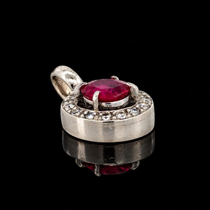 Estate .90ct. Ruby & Diamond Platinum Pendant