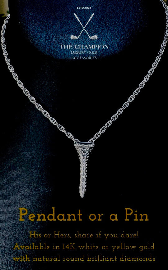 The Champion .28 cttw "Mini" Diamond Golf Tee 14K White Gold Brooch/Pendant (Limited Edition) 15444 Length 1"