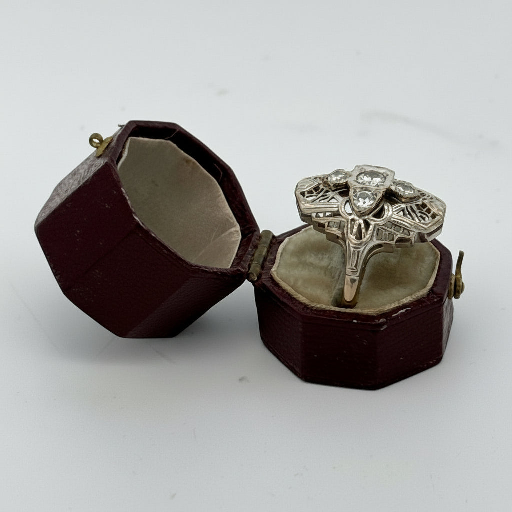 Filigree Diamond 14Kt White Gold Ring