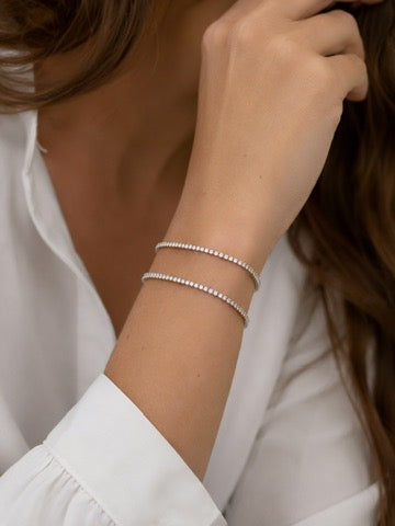 Dainty 1.50 Carat 14K White and Yellow Gold Lab Grown Tennis Bracelet