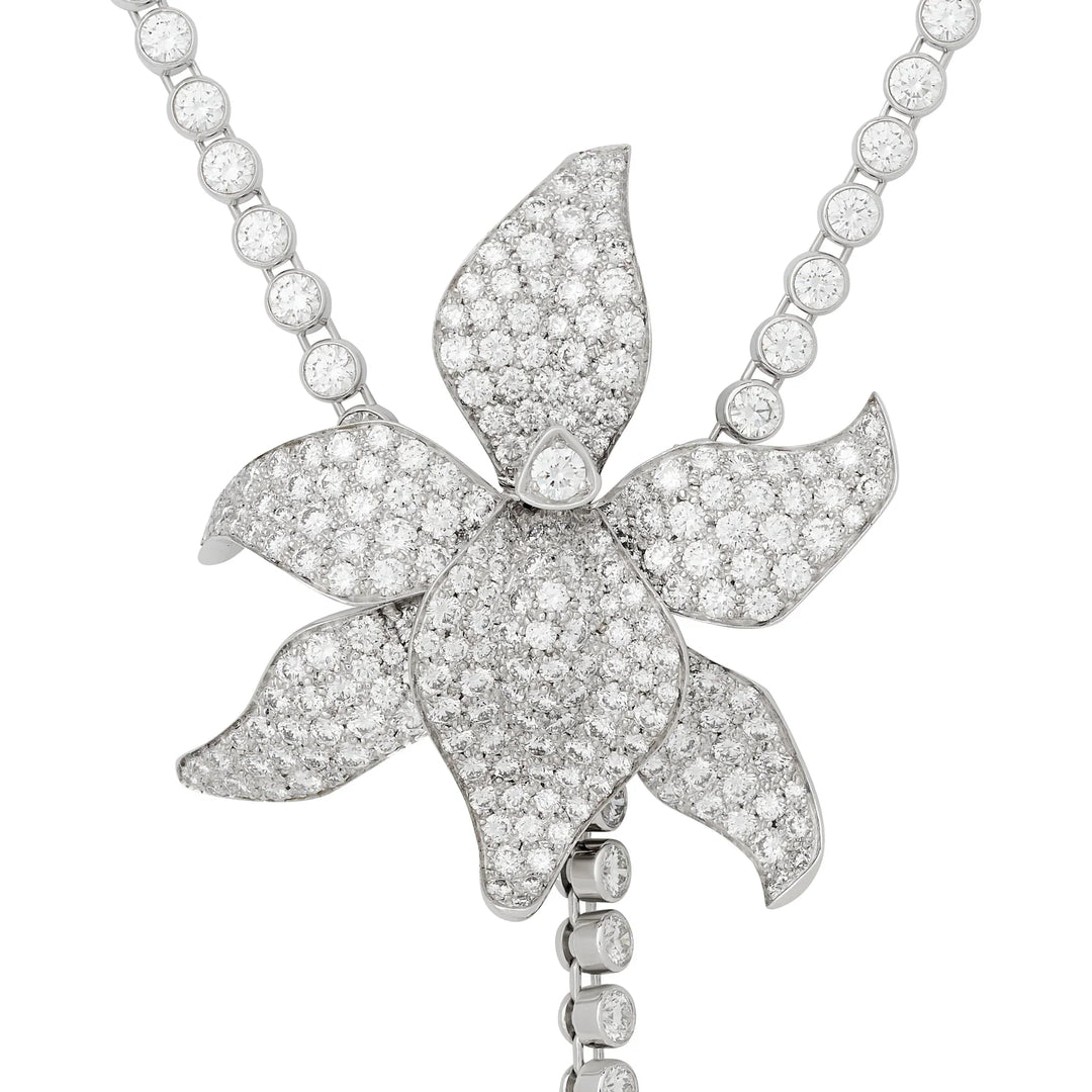 Cartier Caresse De Orchide Diamond and Rubellite Adjustable Platinum Necklace