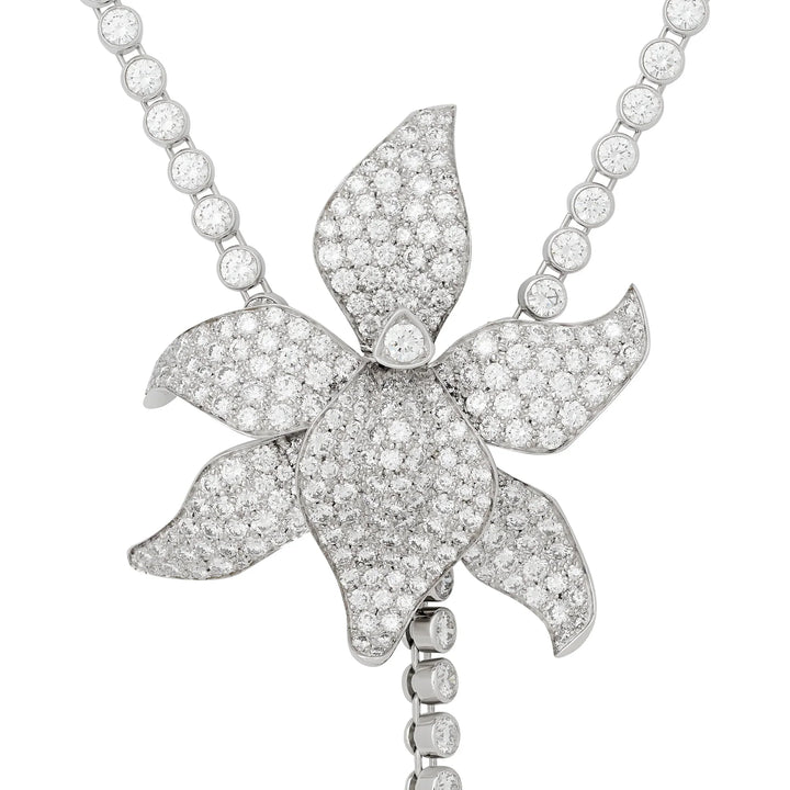 Cartier Caresse De Orchide Diamond and Rubellite Adjustable Platinum Necklace