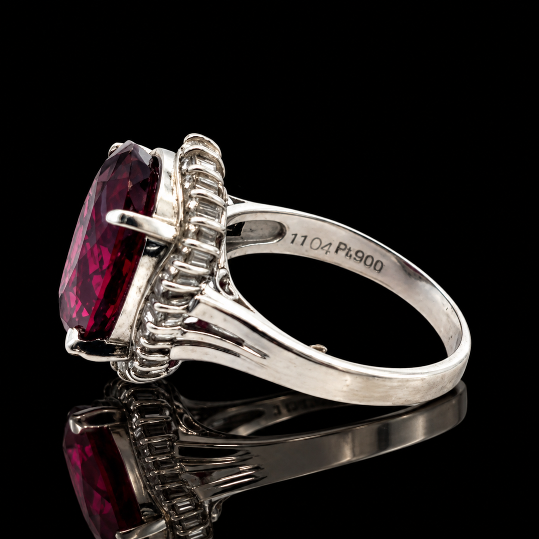 Estate 11.04ct. Garnet & Diamond Platinum Pendant