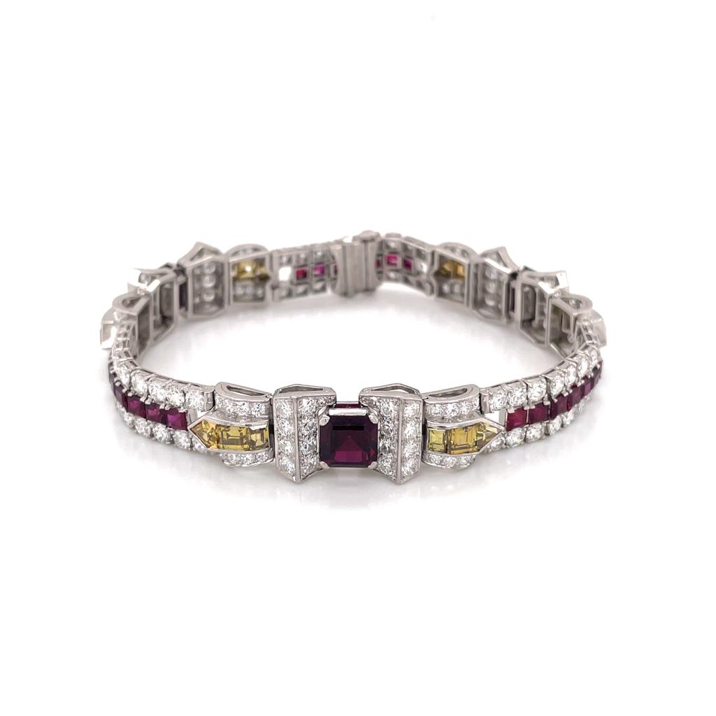 London Estate Art Deco Gem Ruby Diamond Platinum Bracelet Black Star Frost 14336