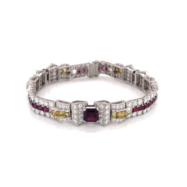 London Estate Art Deco Gem Ruby Diamond Platinum Bracelet Black Star Frost 14336
