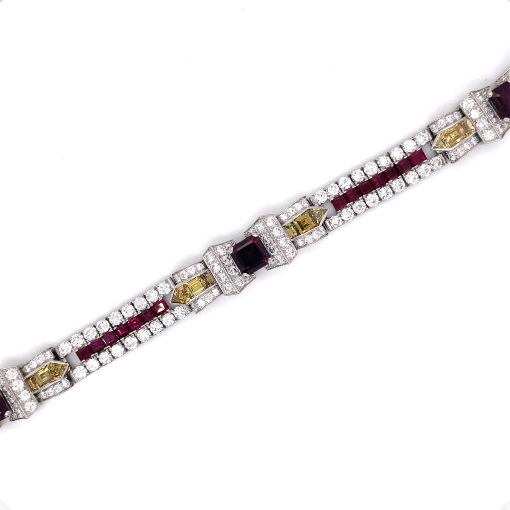London Estate Art Deco Gem Ruby Diamond Platinum Bracelet Black Star Frost 14336
