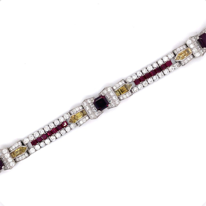 London Estate Art Deco Gem Ruby Diamond Platinum Bracelet Black Star Frost 14336