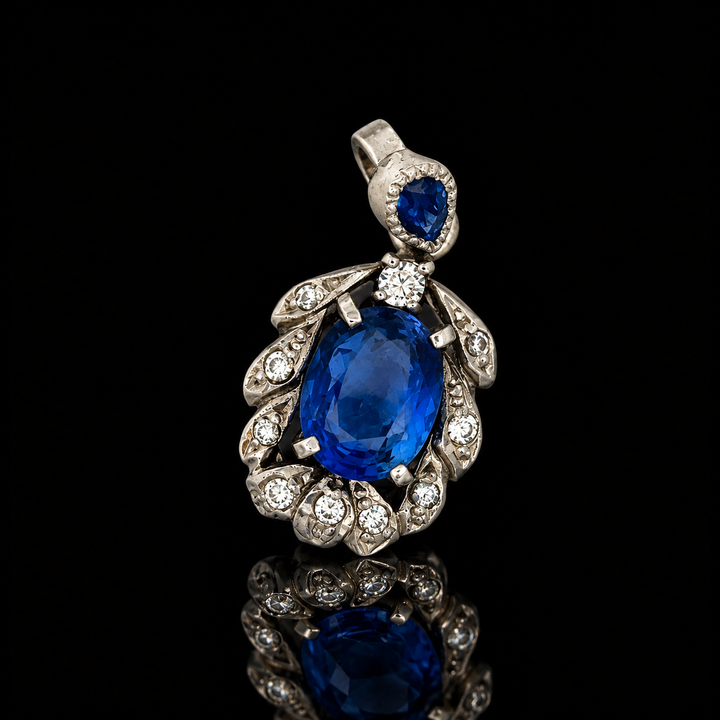 Estate 2.25cttw. Sapphire & Diamond Platinum Pendant