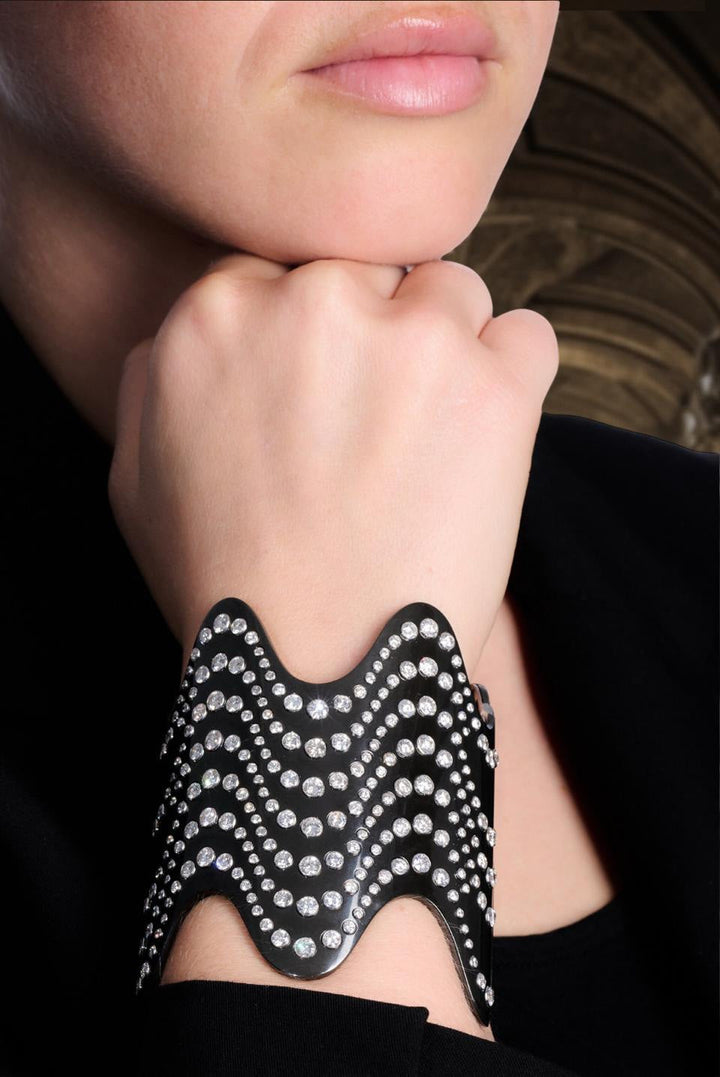 Italian Designer Paola Brussino  44.51cttw Diamond and 18Kt Black Gold Wide Cuff Bangle