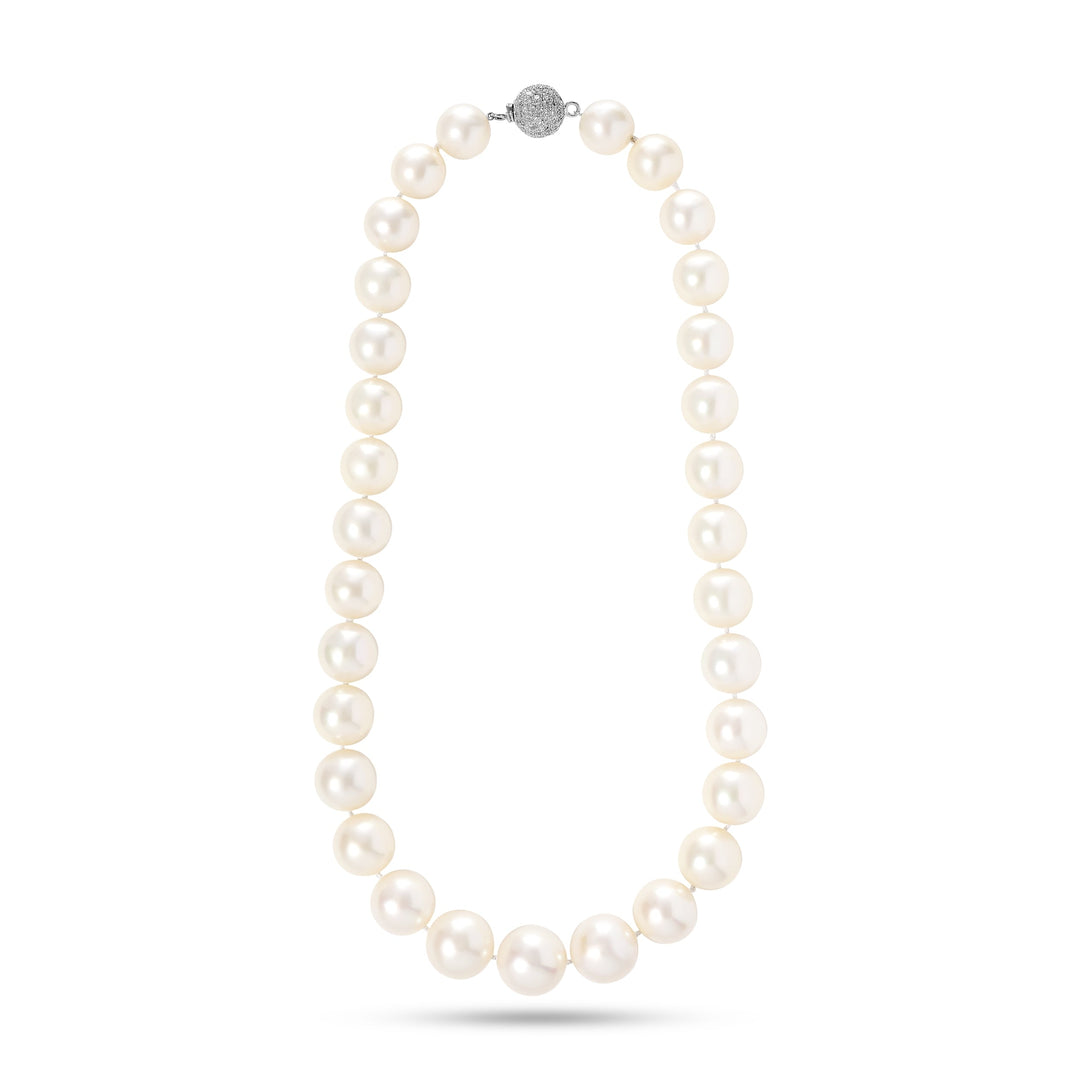10-13mm South Sea Pearl and Diamond Platinum Necklace