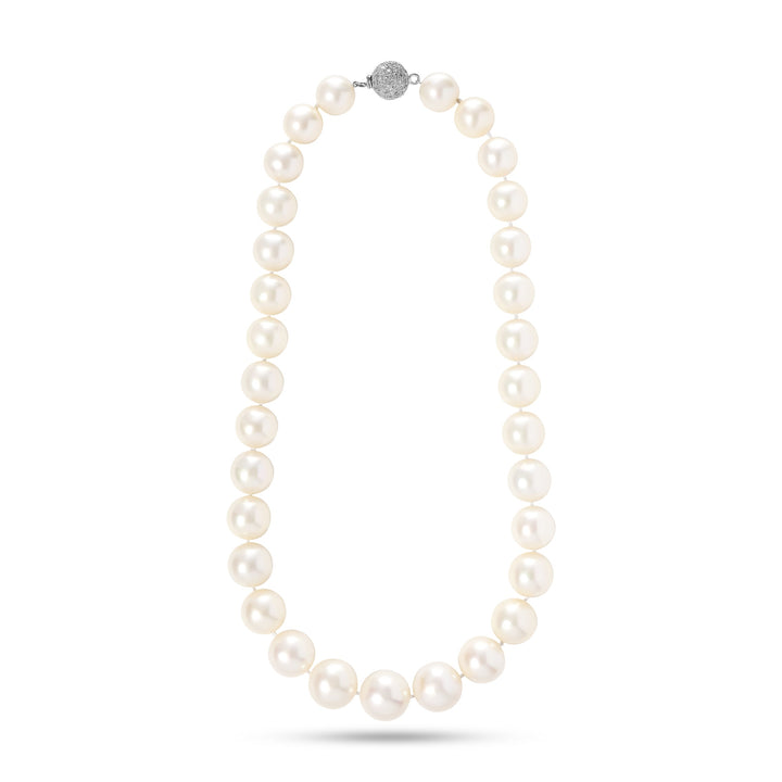 10-13mm South Sea Pearl and Diamond Platinum Necklace