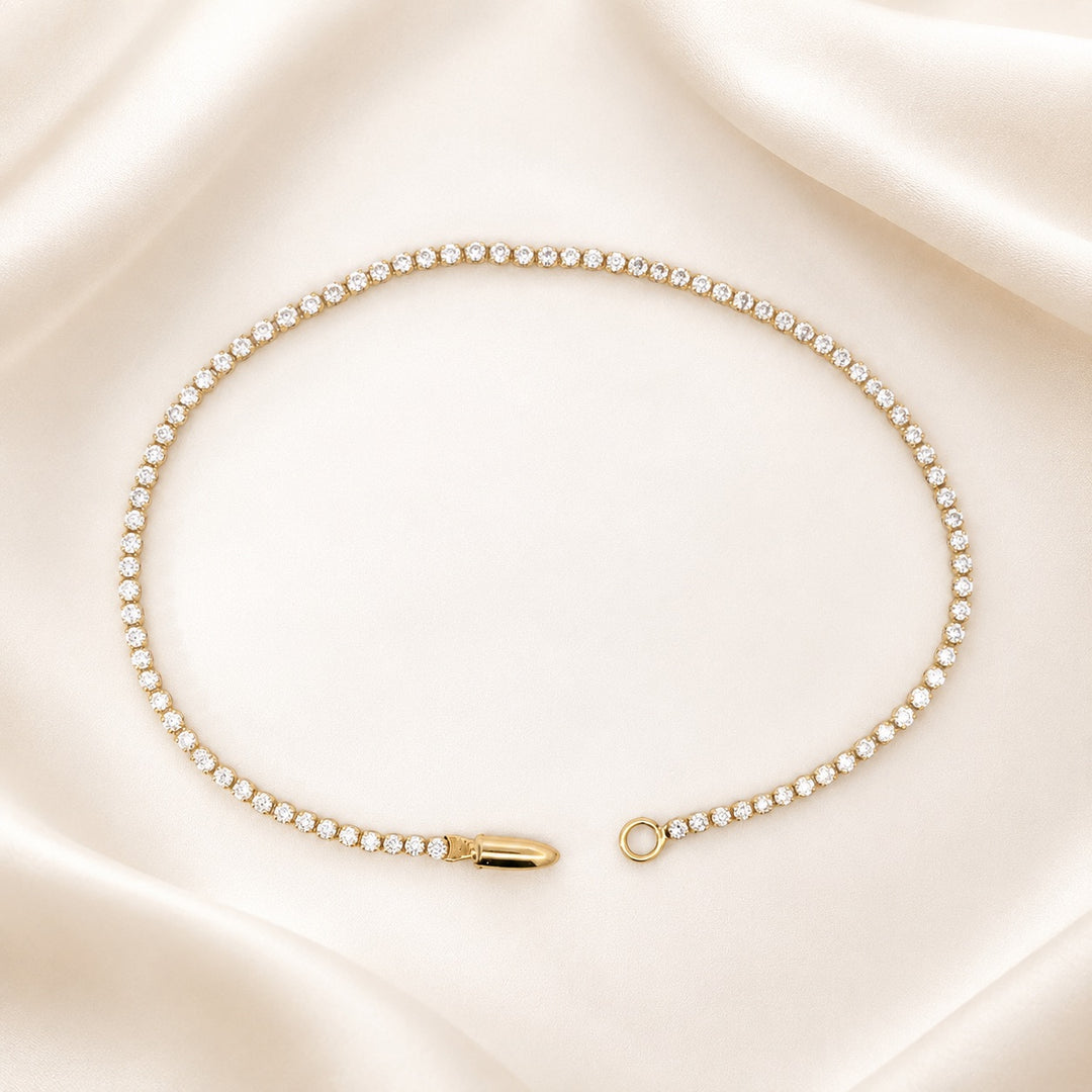Dainty 1.50 Carat 14K White and Yellow Gold Lab Grown Tennis Bracelet