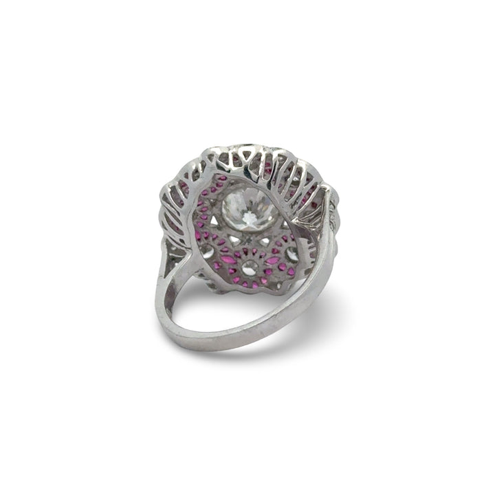 Art Deco Style Diamond and ruby Platinum Ring