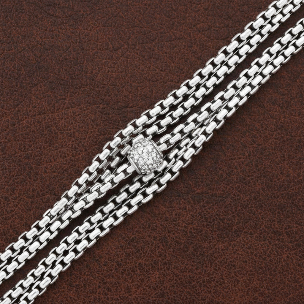 Estate David Yurman 1.75cttw Diamond Multi Strand 18k Yellow Gold and Silver Necklace