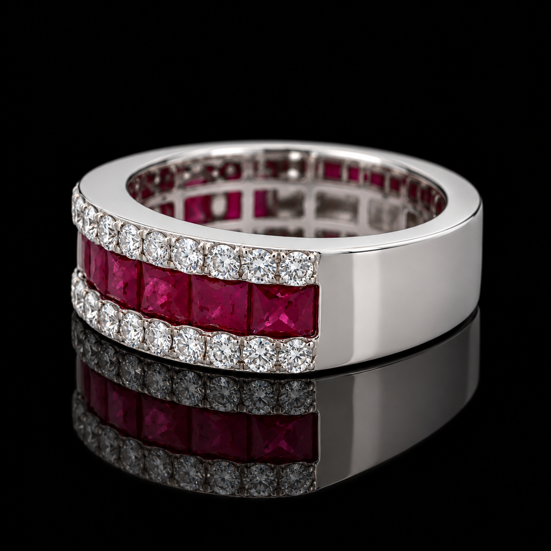 Estate Fine 2.33cttw. Ruby & Diamond 14KT White Gold Ring