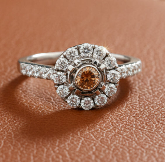 Maya Lianna 1.05 cttw Diamond Ring Natural Fancy Orange Center 14885