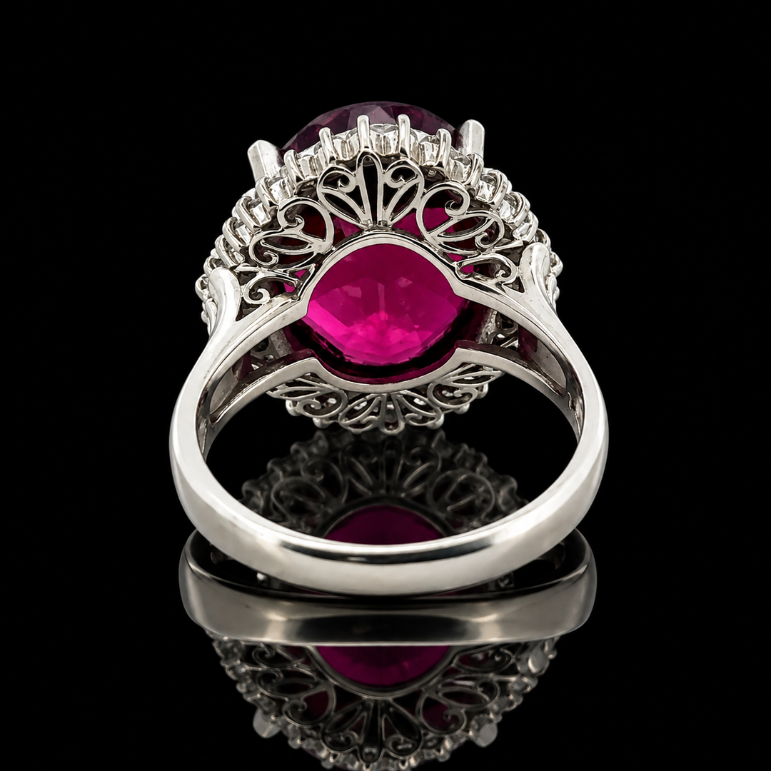 Estate 11.04ct. Garnet & Diamond Platinum Pendant