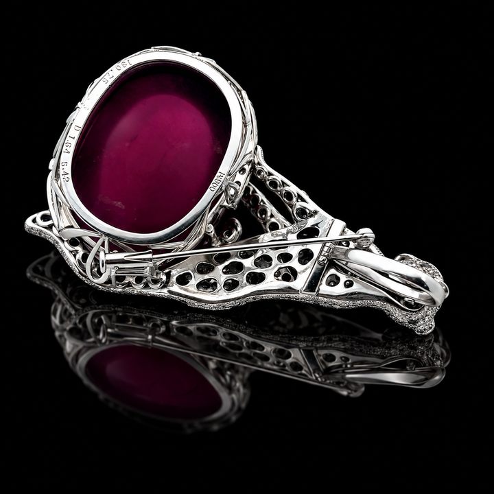 "If These Jewels Could Talk " - Estate Panthere 130.75ct. Rubellite, Diamond & Ruby Platinum Pendant/Brooch