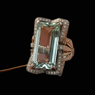 Estate Aquamarine and Diamond Platinum Ring