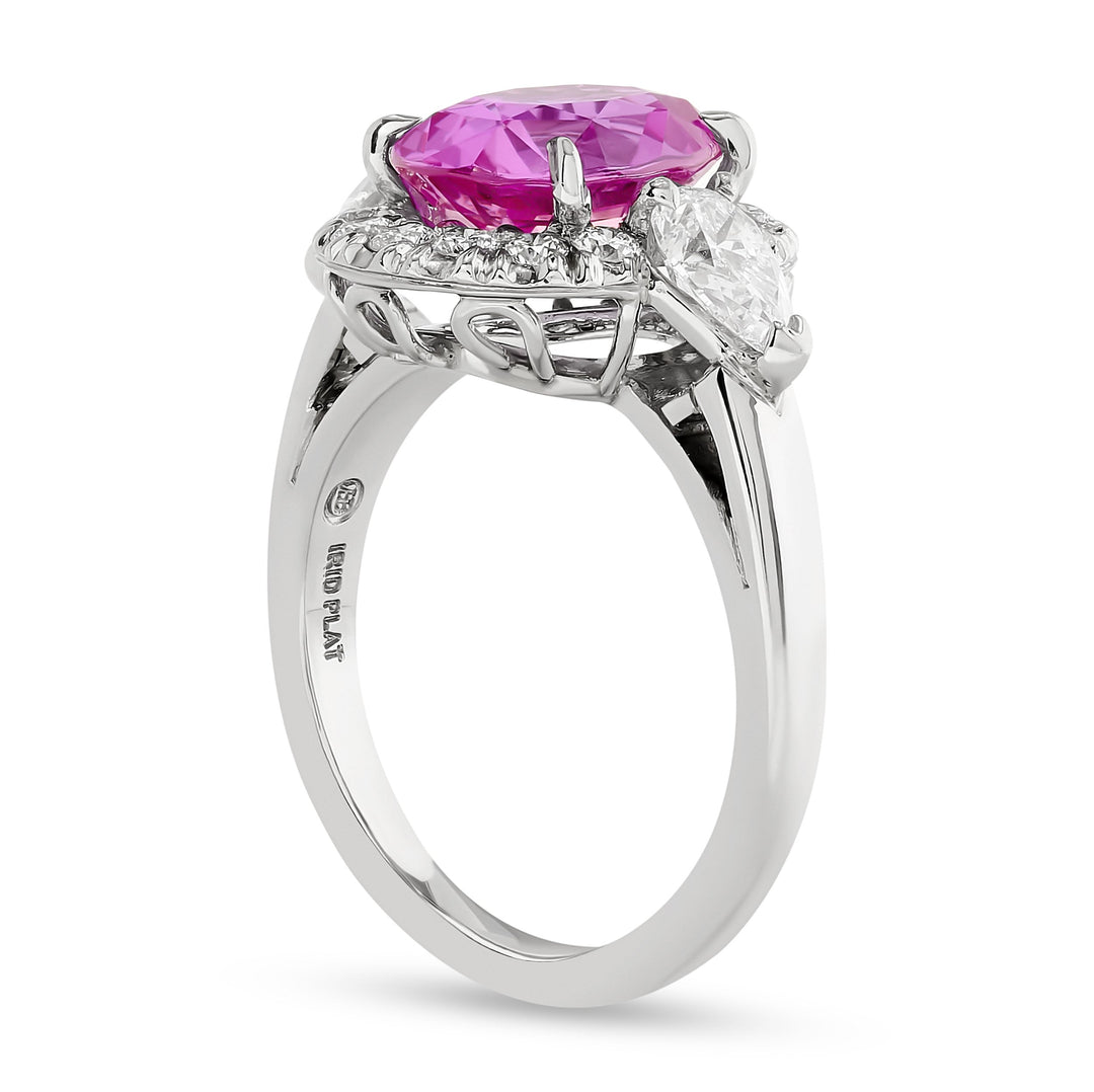 Estate Oscar Heyman 3.60ct Pink Sapphire & Diamond Platinum Ring