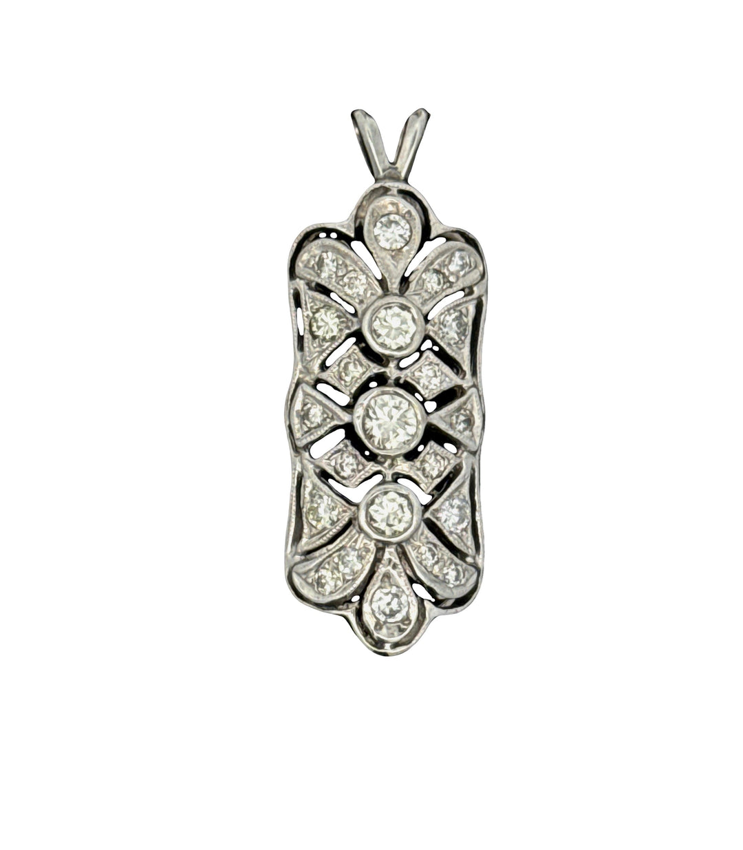 Diamond 14K White Gold Filigree Pendant