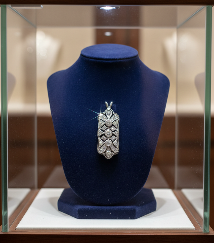 Diamond 14K White Gold Filigree Pendant