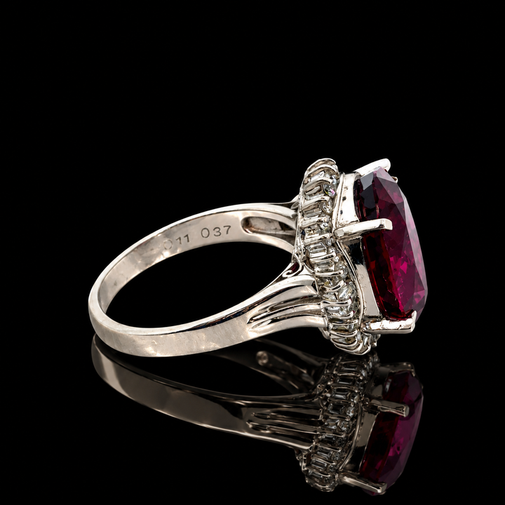 Estate 11.04ct. Garnet & Diamond Platinum Pendant