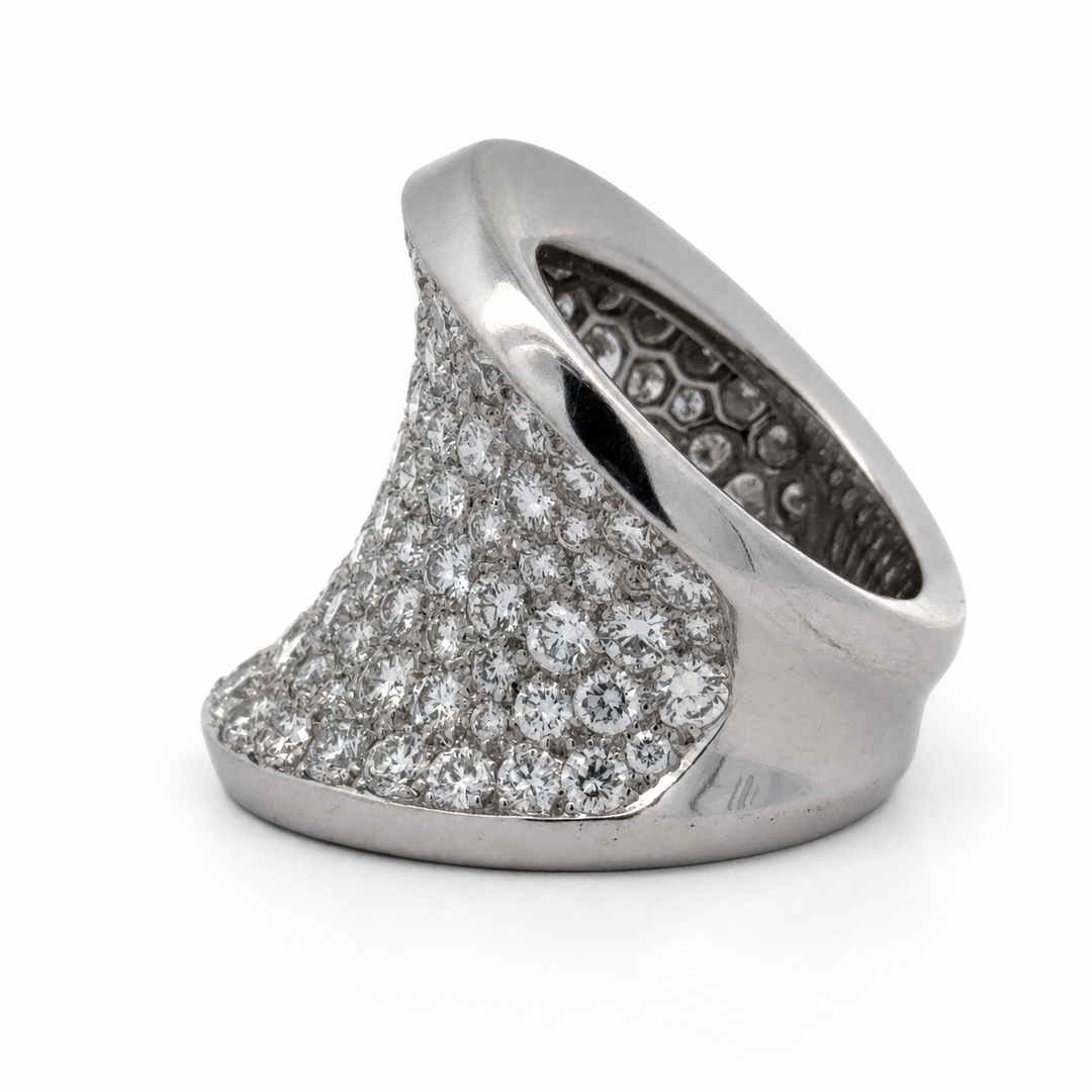 Estate Cartier Chalice Collection 6.60cttw Diamond 18Kt White Gold Wide Ring