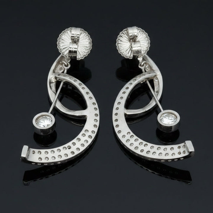Contemporary 3.18cttw Diamond Musical Note Dangle 14Kt White Gold Earring