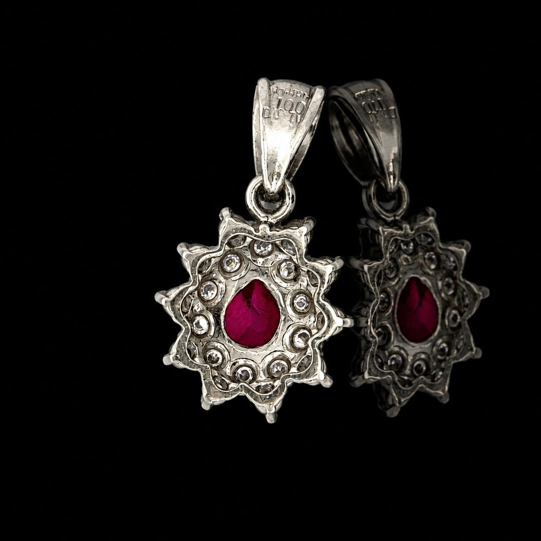Estate 1.00ct. Fine Ruby & Diamond Platinum Pendant