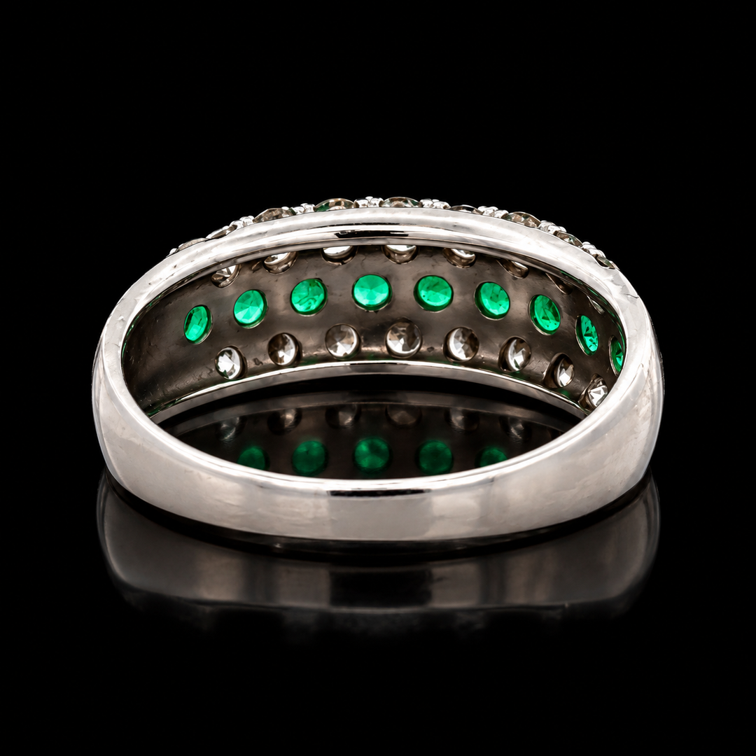 Estate Fine Emerald & Diamond Platinum Ring