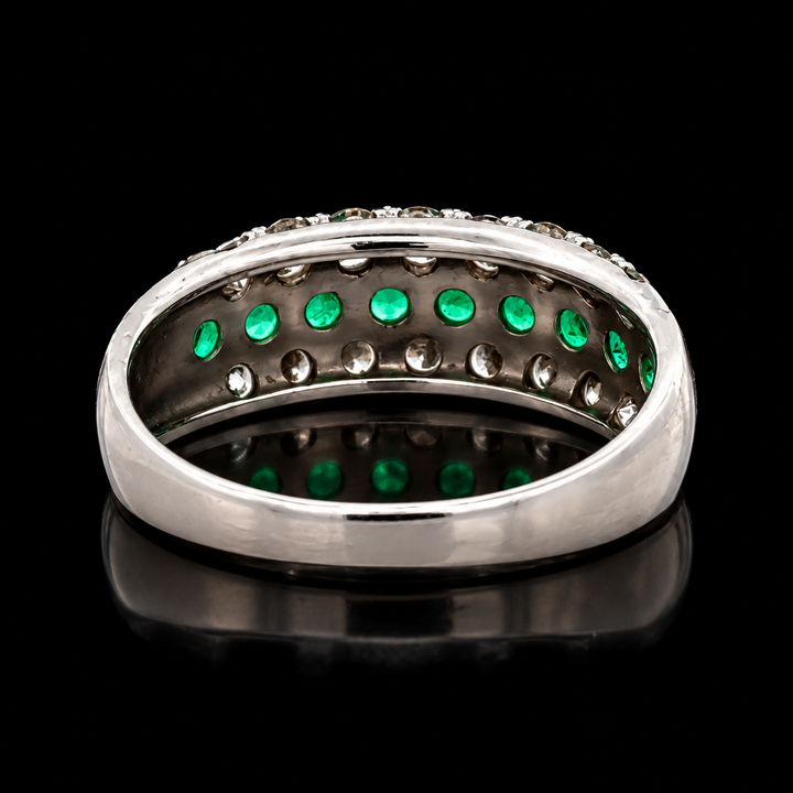 Estate Fine Emerald & Diamond Platinum Ring