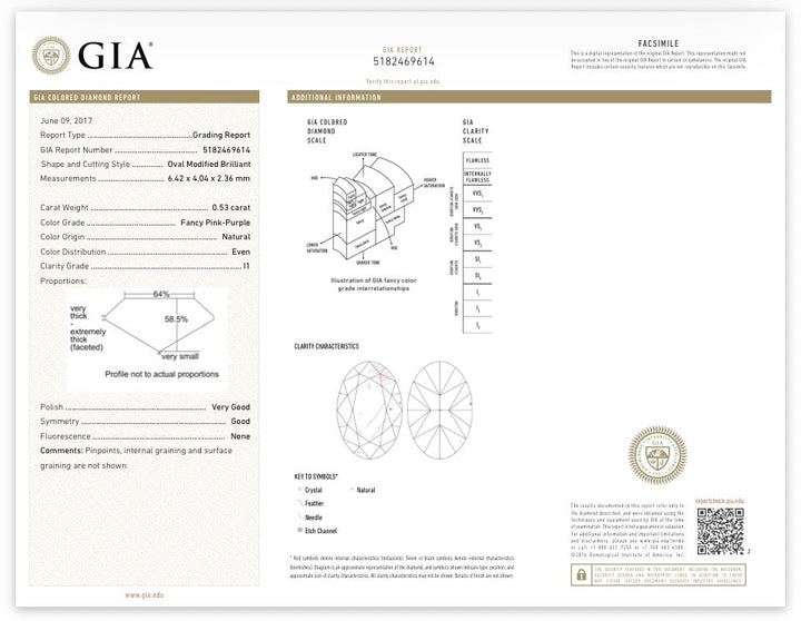 Contemporary Natural Fancy Pink Purple Diamond (GIA) and White Diamond Platinum Ring