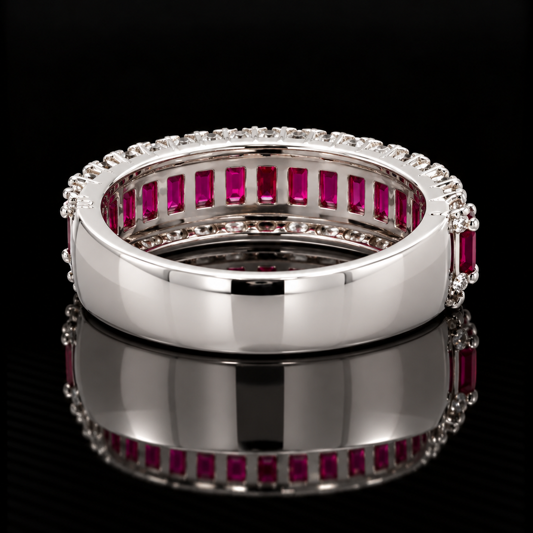 Estate Ruby & Diamond 14KT White Gold Ring
