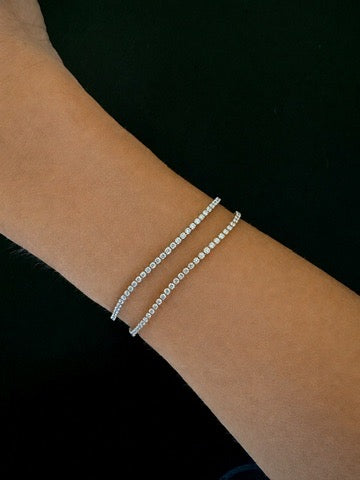 Dainty 1.50 Carat 14K White and Yellow Gold Lab Grown Tennis Bracelet