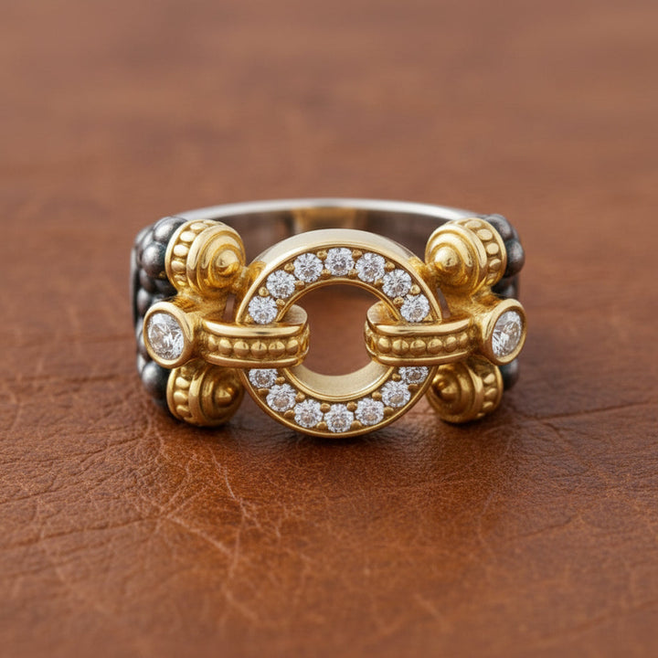 Estate LAGO'S CAVIAR Collection Diamond 18k Yellow Gold/Silver Ring